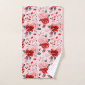 Hydrangea Red Flower Pattern Bad Handdoek (Handdoek)