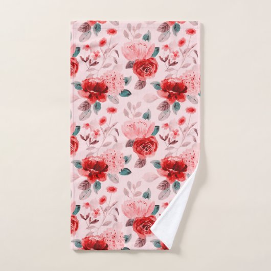 Hydrangea Red Flower Pattern Bad Handdoek (Handdoek)