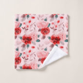 Hydrangea Red Flower Pattern Bad Handdoek (Wasdoekje)
