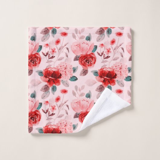 Hydrangea Red Flower Pattern Bad Handdoek (Wasdoekje)