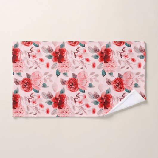 Hydrangea Red Flower Pattern Bad Handdoek (Handdoek)