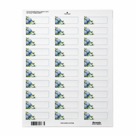 Hydrangea Retouradres Label (Full Sheet)