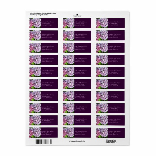 Hydrangea retouradres-label etiket (Full Sheet)