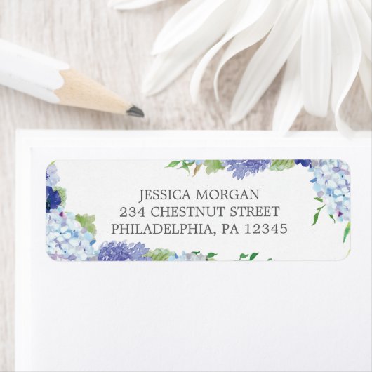 Hydrangea Return Address Label Weddenschap (Insitu)