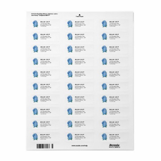 Hydrangea Return Address Labels (Full Sheet)