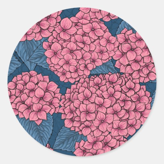 Hydrangea Ronde Sticker (Voorkant)