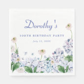 Hydrangea Roos 100th Birthday gepersonaliseerd op Servet (Voorkant)