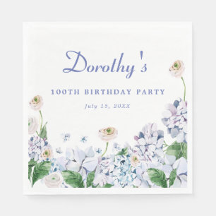 Hydrangea Roos 100th Birthday gepersonaliseerd op  Servet