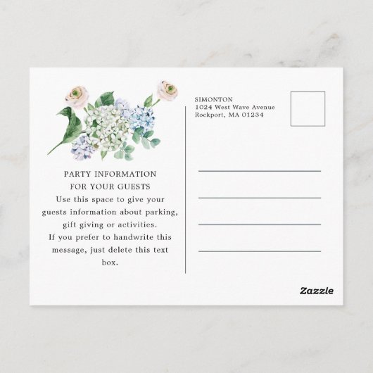 Hydrangea Roos 18e Verjaardag Zomeruitnodiging Briefkaart (Achterkant)