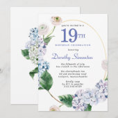 Hydrangea Roos 19e verjaardagsfeestje Kaart (Voorkant / Achterkant)