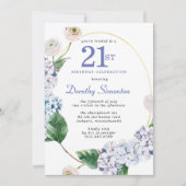 Hydrangea Roos 21e verjaardagsfeestje Kaart (Voorkant)