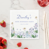 Hydrangea Roos 40th Birthday gepersonaliseerd op m Servet (Insitu)