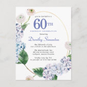 Hydrangea Roos 60e Verjaardag Zomeruitnodiging Briefkaart (Voorkant)