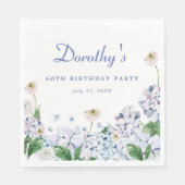 Hydrangea Roos 60th Birthday gepersonaliseerd op m Servet (Voorkant)