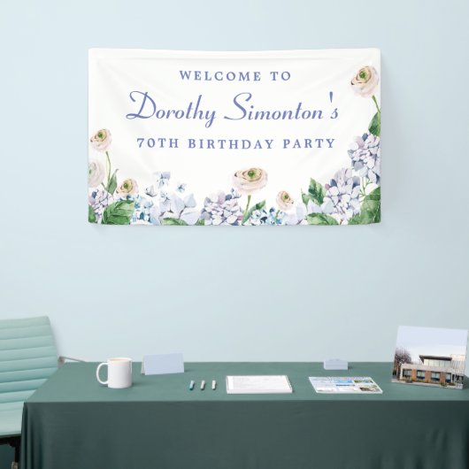 Hydrangea Roos 70e Verjaardag Welkom Spandoek (Beurs)