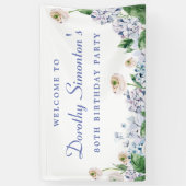 Hydrangea Roos 80e Verjaardag Welkom Spandoek (Verticaal)