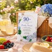Hydrangea Roos 90ste Verjaardagsfeestje  Kaart