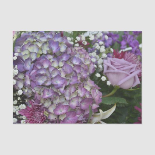 Hydrangea Roos Botanische Lila Paarse Bloemen Tissuepapier (Voorkant)