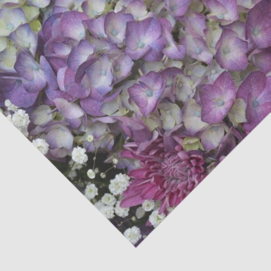Hydrangea Roos Botanische Lila Paarse Bloemen Tissuepapier (Detail)