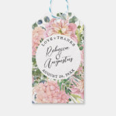 Hydrangea Roos Roze Waterverf Bloemen Cadeaulabel (Voorkant)