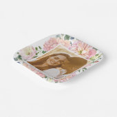 Hydrangea Roos Roze Waterverf Bloemen Foto Papieren Bordje (Gebogen)