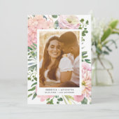 Hydrangea Roos Roze Waterverf Bloemen Foto Save The Date (Staand voorkant)