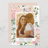 Hydrangea Roos Roze Waterverf Bloemen Foto Save The Date (Voorkant / Achterkant)