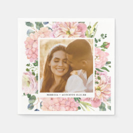 Hydrangea Roos Roze Waterverf Bloemen Foto Servet