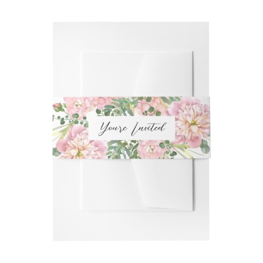 Hydrangea Roos Roze Waterverf Bloemen Uitnodigingen Wikkel (Voorkant Voorbeeld)