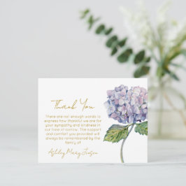 Hydrangea rouwkaart dank je wel bedankkaart