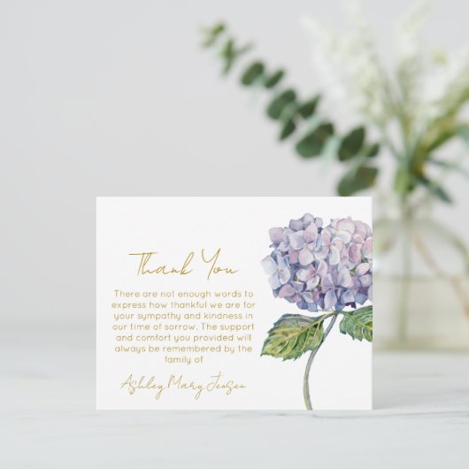 Hydrangea rouwkaart dank je wel bedankkaart (Staand voorkant)