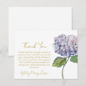 Hydrangea rouwkaart dank je wel bedankkaart (Voorkant / Achterkant)