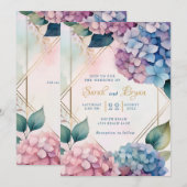 Hydrangea Roze Blauw Bloemen Huwelijksuitnodiging Kaart (Voorkant / Achterkant)