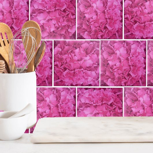 Hydrangea roze bloemenpatroon tegeltje