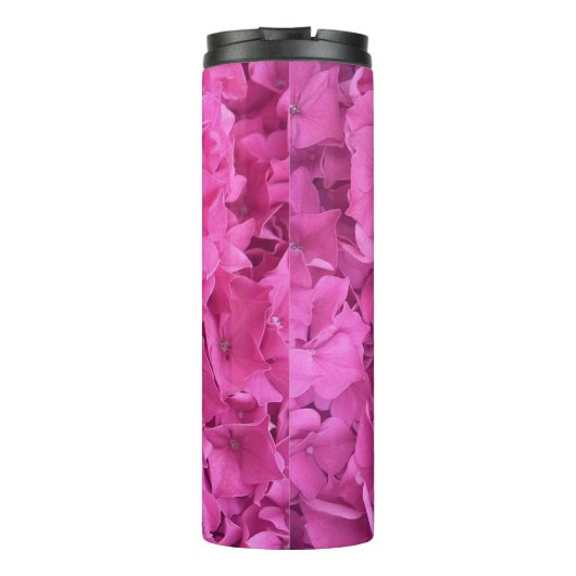 Hydrangea roze bloemenpatroon thermosbeker (Achterkant)