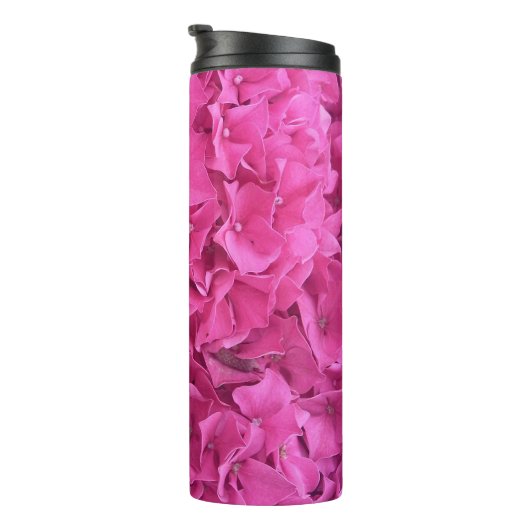 Hydrangea roze bloemenpatroon thermosbeker (Geroteerd rechts)