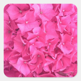 Hydrangea roze bloemenpatroon vierkante sticker