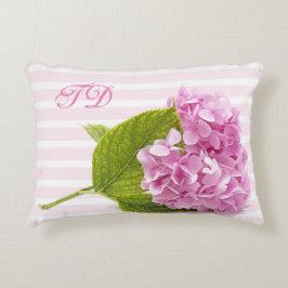 Hydrangea Roze Monogram Bloemenkussen Accent Kussen