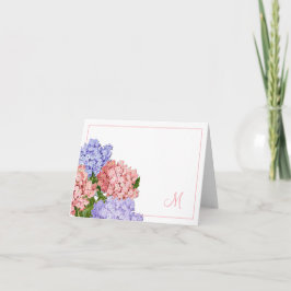 Hydrangea Roze Paars Monogram Notitiekaartje