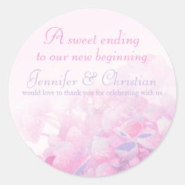 Hydrangea roze paarse bruiloft snoep stickers