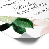 Hydrangea Roze Roze Bloemige Baby Shower Bord Poster (Hoek)