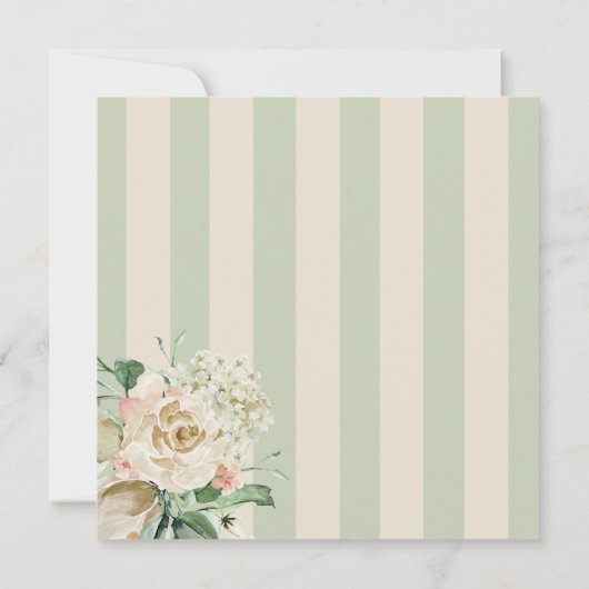 Hydrangea Rozen Floral Lace Sage Green Wedding Kaart (Achterkant)