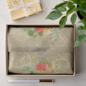 Hydrangea Rozen Floral Waterverf Coral Yellow Tissuepapier (Geschenk)