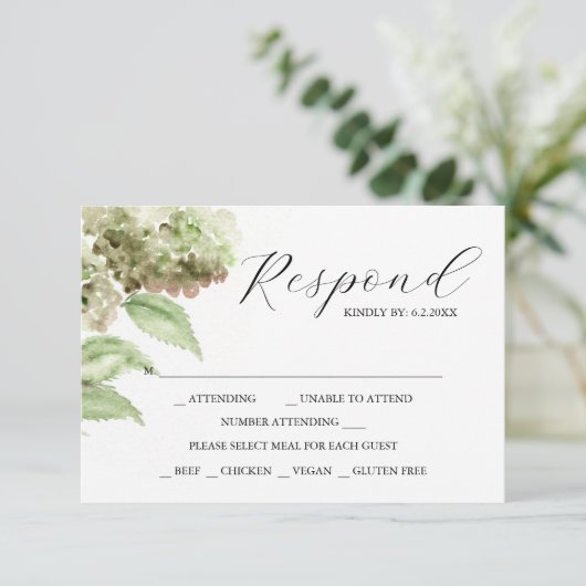 Hydrangea RSVP Cards for Wedding (Staand voorkant)