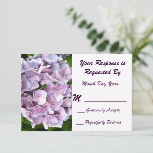 Hydrangea RSVP-kaart RSVP Kaartje (Staand voorkant)