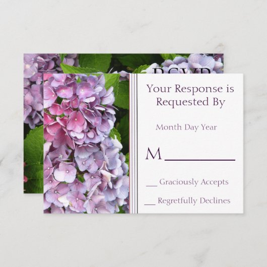 Hydrangea RSVP-kaart RSVP Kaartje (Voorkant / Achterkant)
