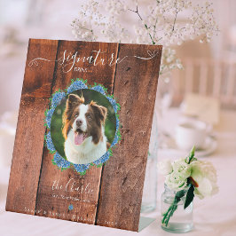 Hydrangea Rustic Hout 1 Foto Handtekening Huisdier Reclamebord Met Voetstuk