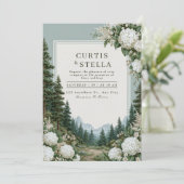 Hydrangea Sage Mountain Bruiloft Kaart (Staand voorkant)