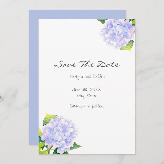 Hydrangea Save The Date (Voorkant / Achterkant)