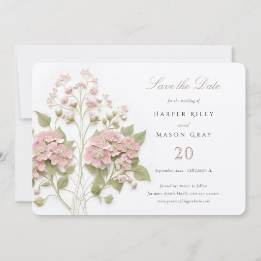 Hydrangea Save the Date Wedding Kaart (Voorkant)